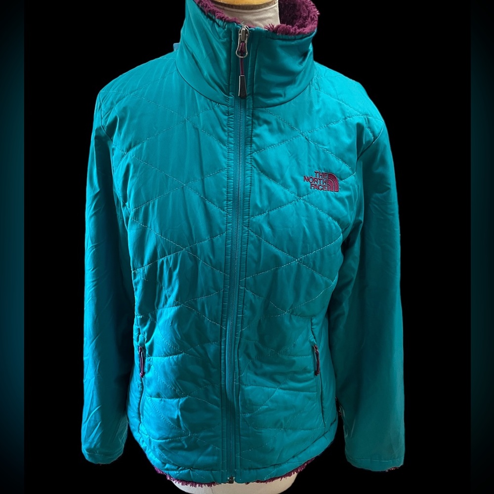 The North Face Womens Quilted Puffer Full Zip Jacket Coat Size Medium Teal